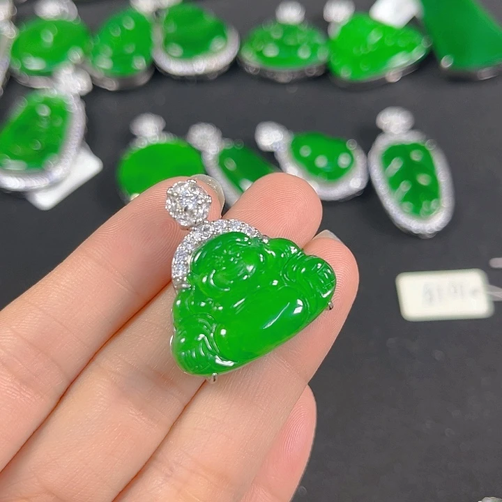 翡翠银S925镶嵌吊坠(不含链)