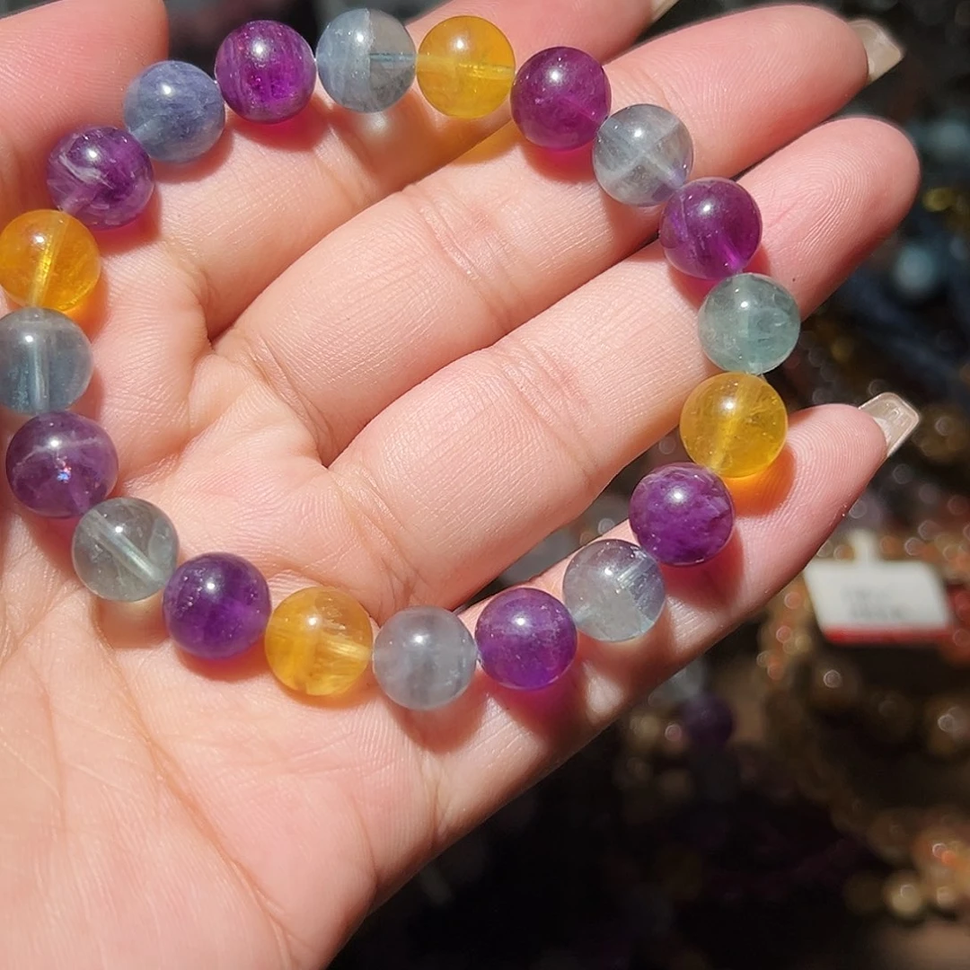 水晶手链未镶嵌彩萤石10毫米