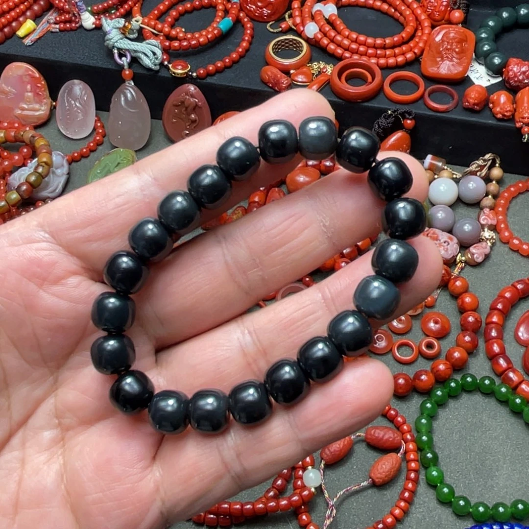 玛瑙/玉髓未镶嵌颈饰黑冻老型单圈10mm