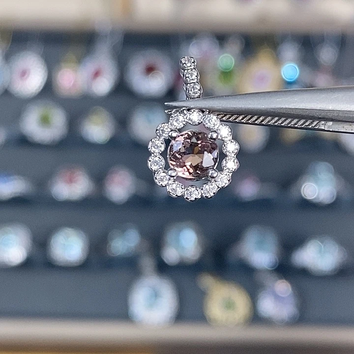 碧玺吊坠(不含链)银S925镶嵌