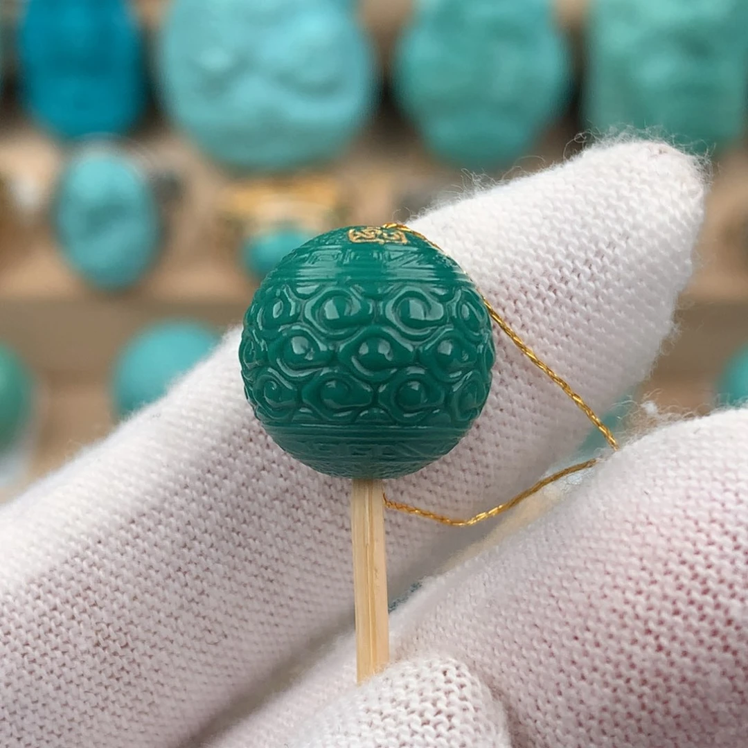 绿松石配饰未镶嵌云纹圆珠卡13.5