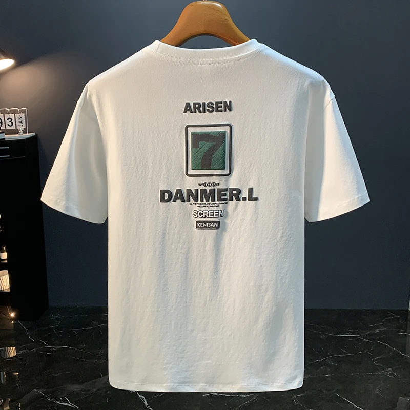 专柜进口高级潮牌时尚重磅短袖t恤男装印花衣服宽松半袖体恤上衣