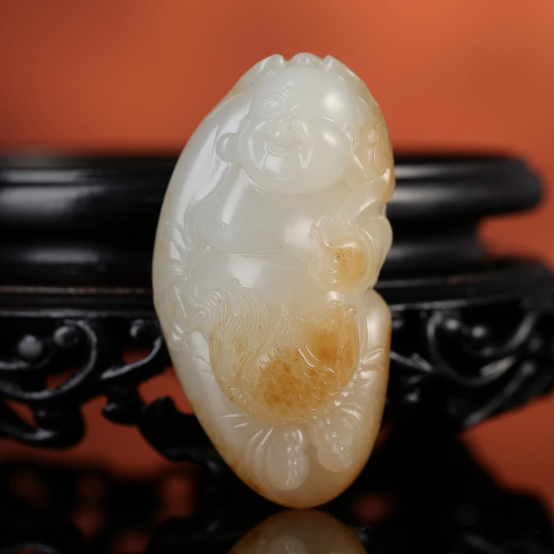 rl和田玉白玉洒金皮巧雕弥勒挂坠syh2512081377