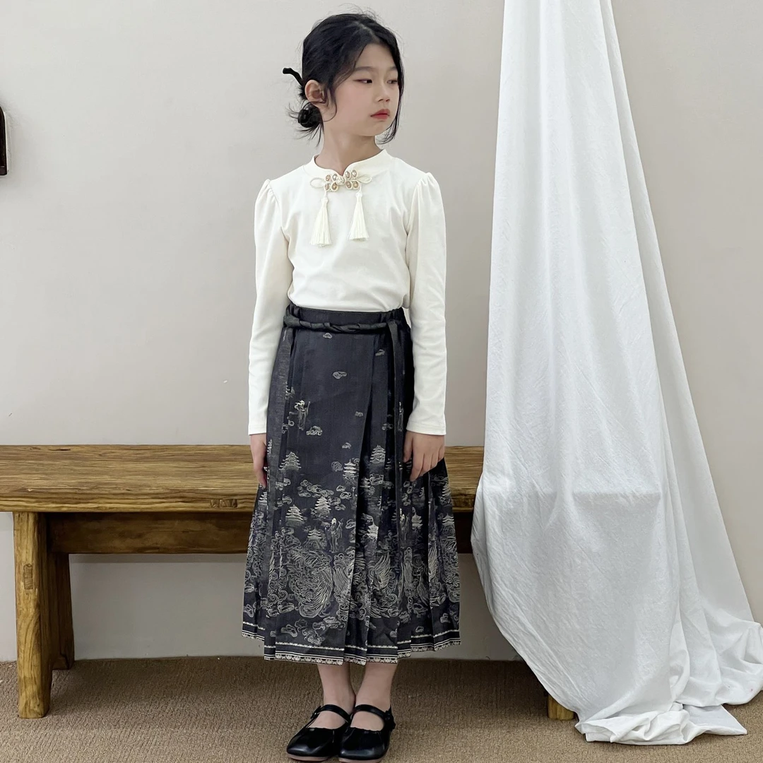 【春款】中式国风手工马面裙中国风套装复古上衣女装【印花+S1055】