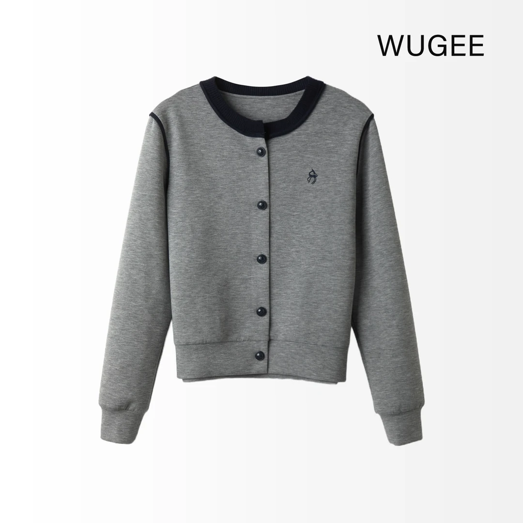 【WUGEE】显瘦卫衣开衫时尚休闲灰色圆领秋冬卫衣