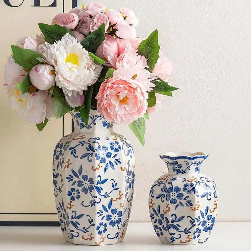 客厅中式玄关中式鲜花花器陶瓷花瓶家居插花装饰品摆件水培鲜花盆