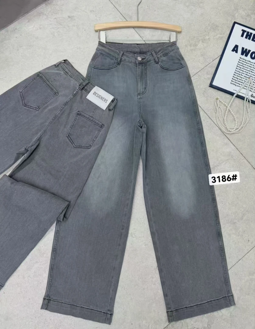 【老钱灰】春夏新品时尚灰色高弹复古显瘦牛仔直筒裤女 18275(3186)