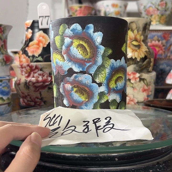景德镇幸运花盆手绘韩式花盆