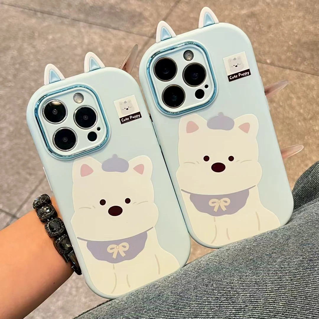 SMBLCE立体耳朵西高地适用苹果17/16精孔手机壳华为vivoppo小米15