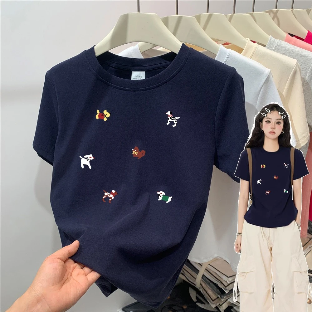 奥特莱斯~清仓捡漏夏季新款正肩短袖T恤女时尚百搭卡通圆领上衣潮