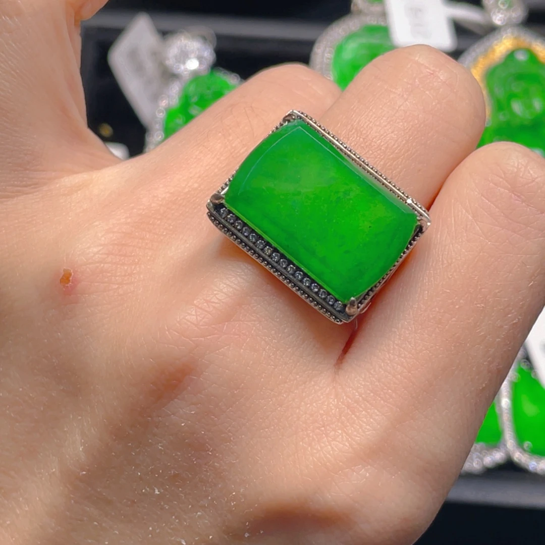 翡翠银S925镶嵌吊坠(不含链)