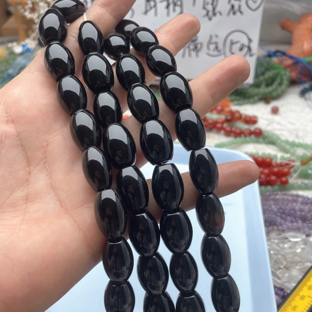 玛瑙/玉髓合金珠宝半成品一条装黑玛瑙雨滴珠12*18mm