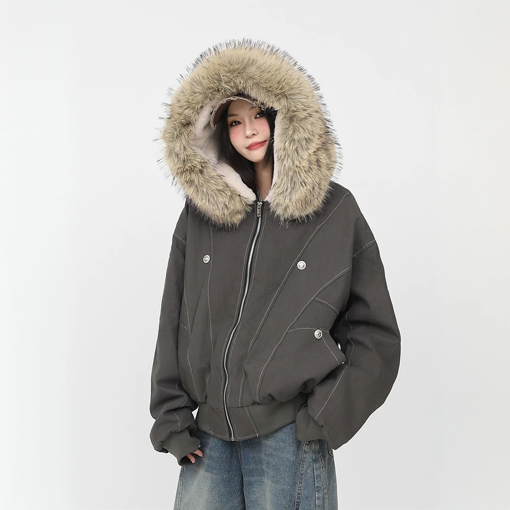 2025新款加绒加厚派克服座山雕棉服外套女冬季小个子短款棉袄棉衣