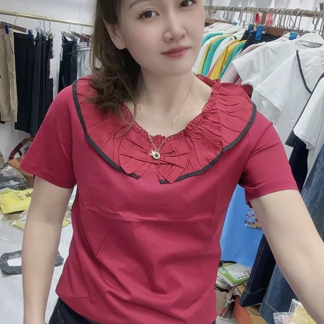 《丽丽家》2025夏季新款爆款时尚设计感短袖洋气百搭纯色T恤上衣女