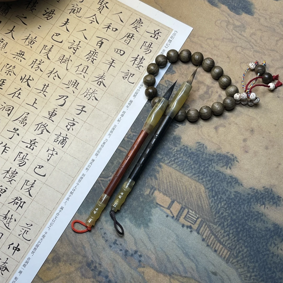 【小笔崽子】黑檀木纯紫狼兼毫小楷纯黑尖瘦金体书法毛笔