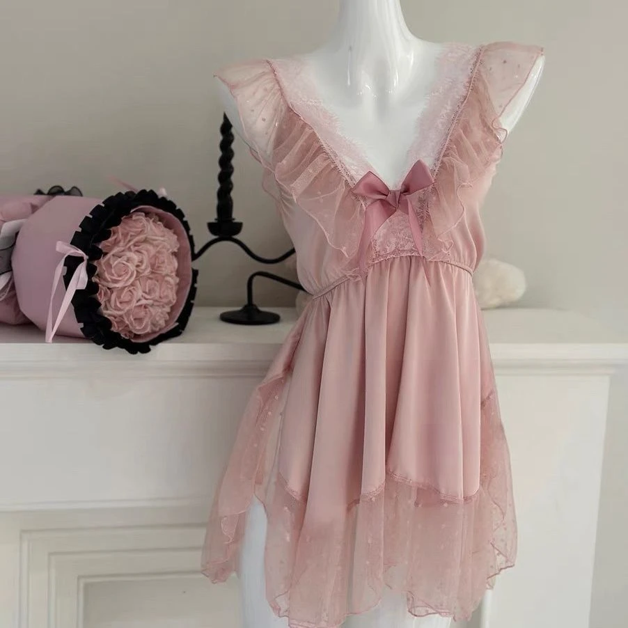 【纯爱】--纯欲吊带夏季冰丝性感睡裙  F982