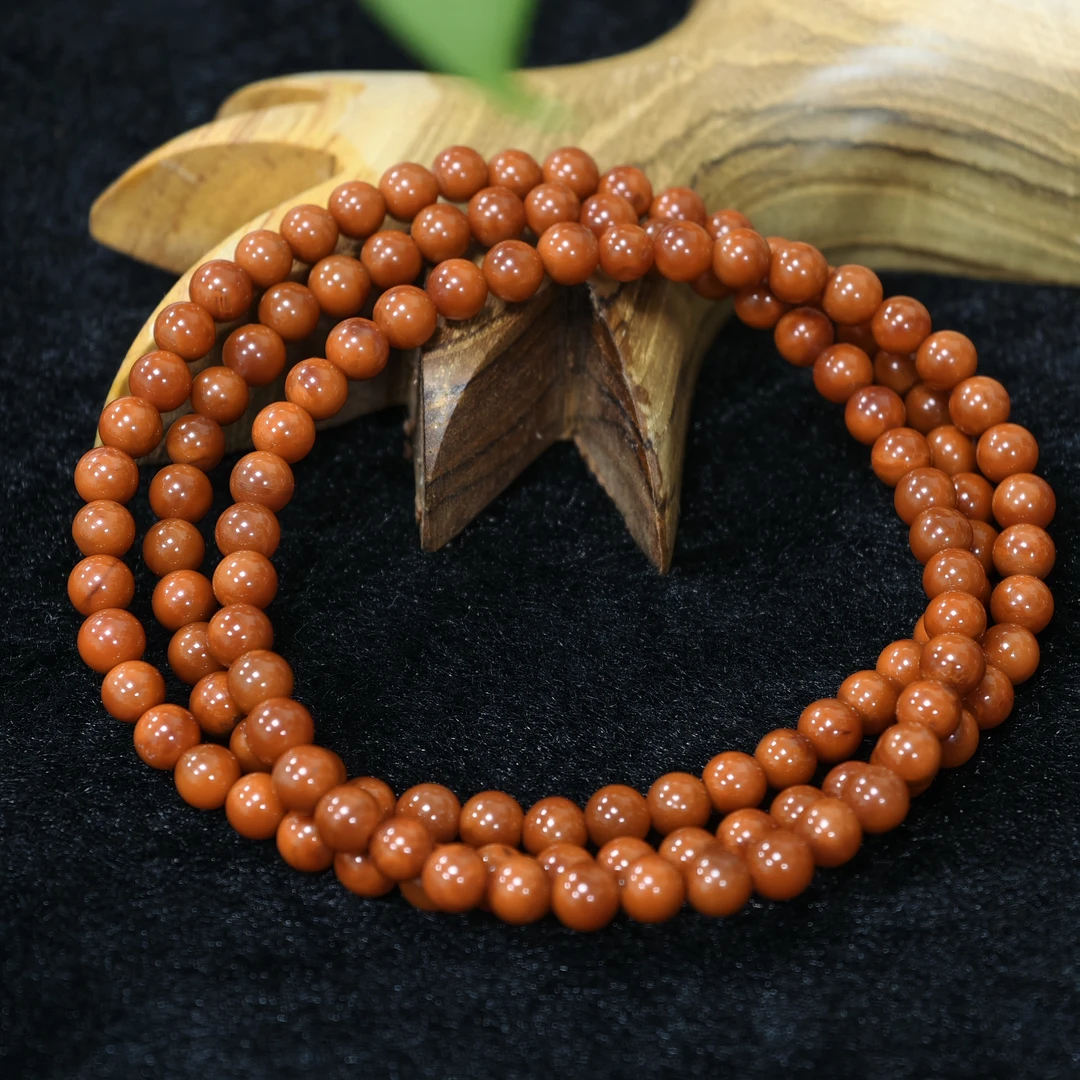 【师老师督造1128-12】33g左右瓦西料南红双色多圈手串6mm 满肉无胶