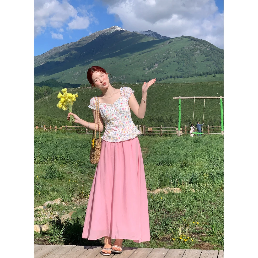 火火火【白桃芭乐】韩系温柔碎花衬衫半身裙C34891HH52+B34834HH52