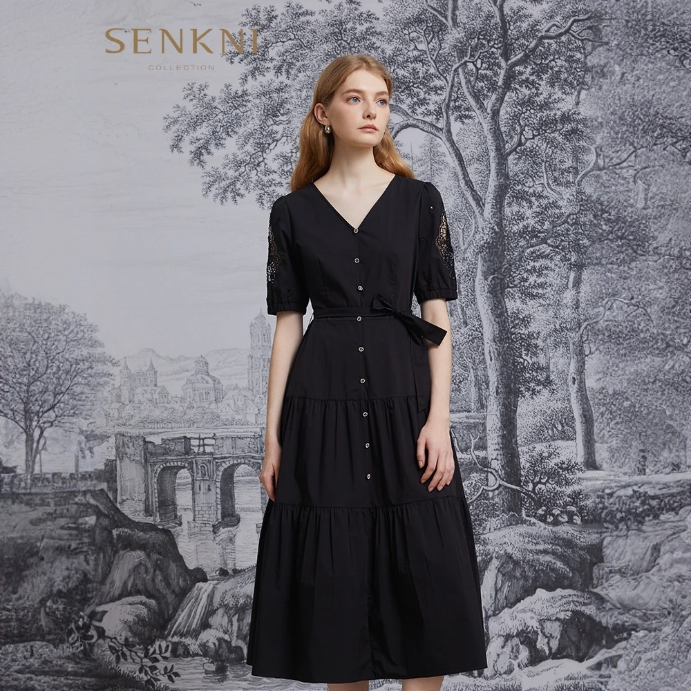 senkni/圣可尼显瘦气质夏季浪漫典雅罗马裙S161222MD