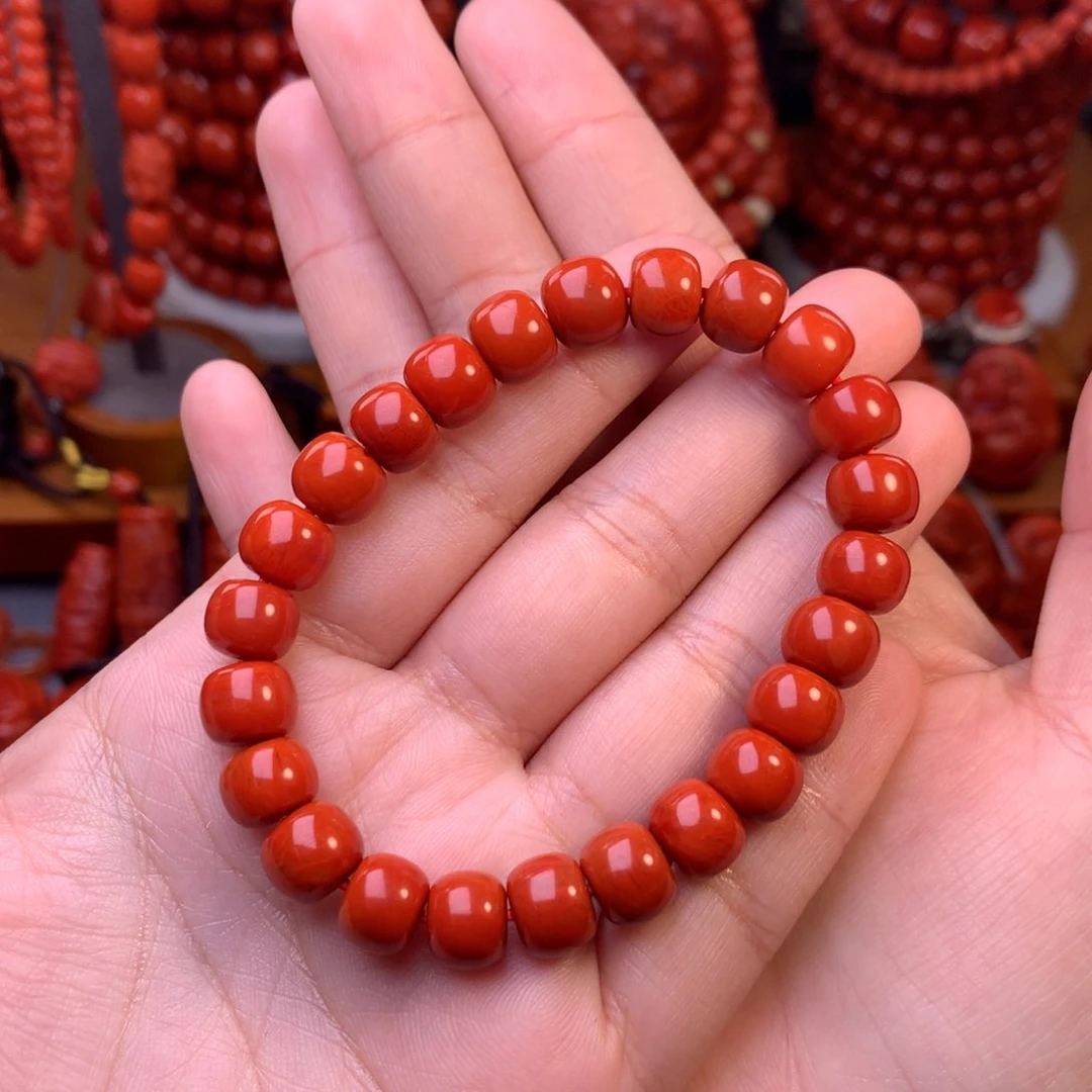 南红玛瑙天然川料瓦西老型9尺寸满色满肉 火焰纹未镶嵌