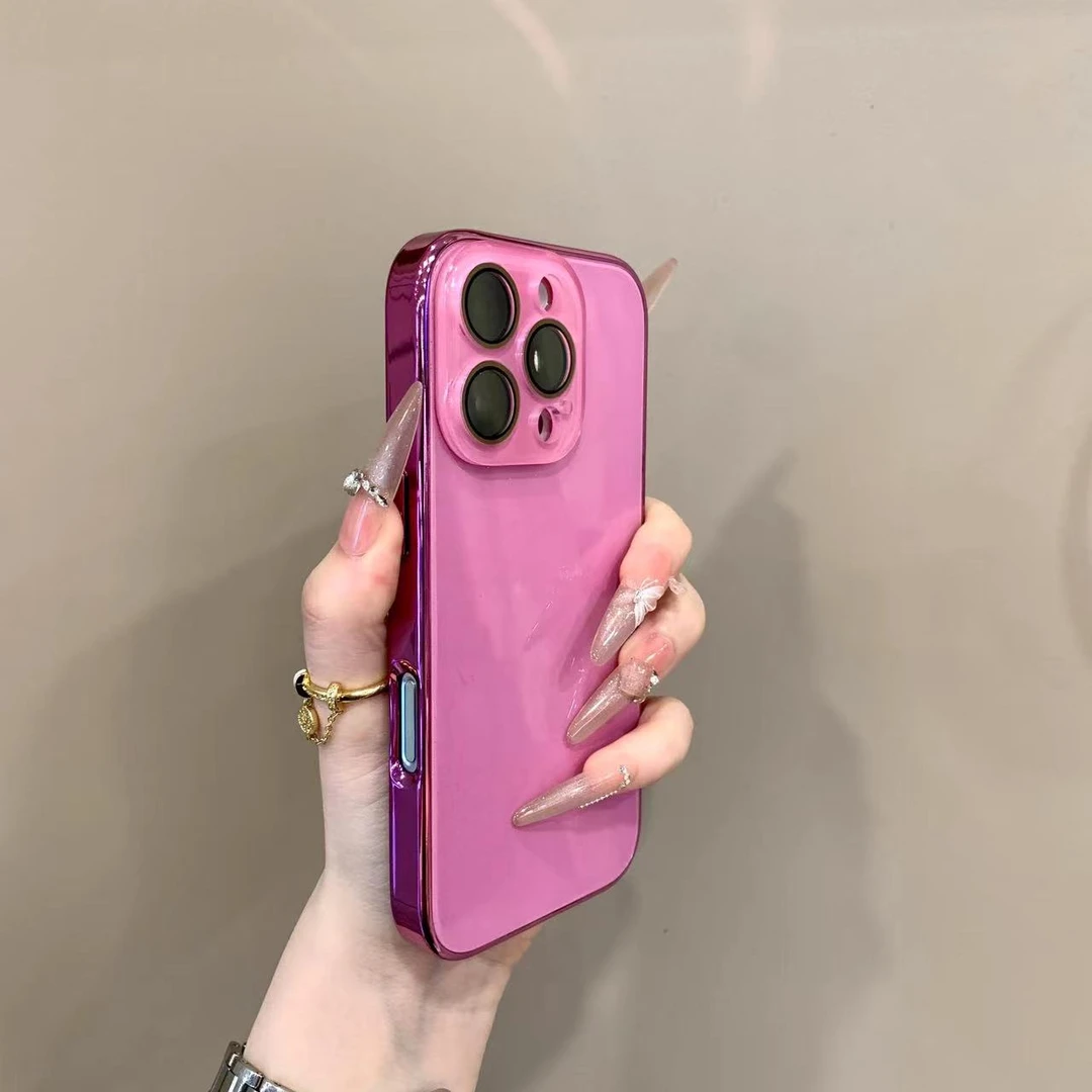 高级冰感玻璃电镀闪粉适用苹果16Pro手机壳iPhone15时尚14简约13