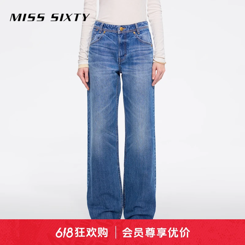 【日本牛仔面料】Miss Sixty2025春季新款牛仔裤女直筒裤复古休闲