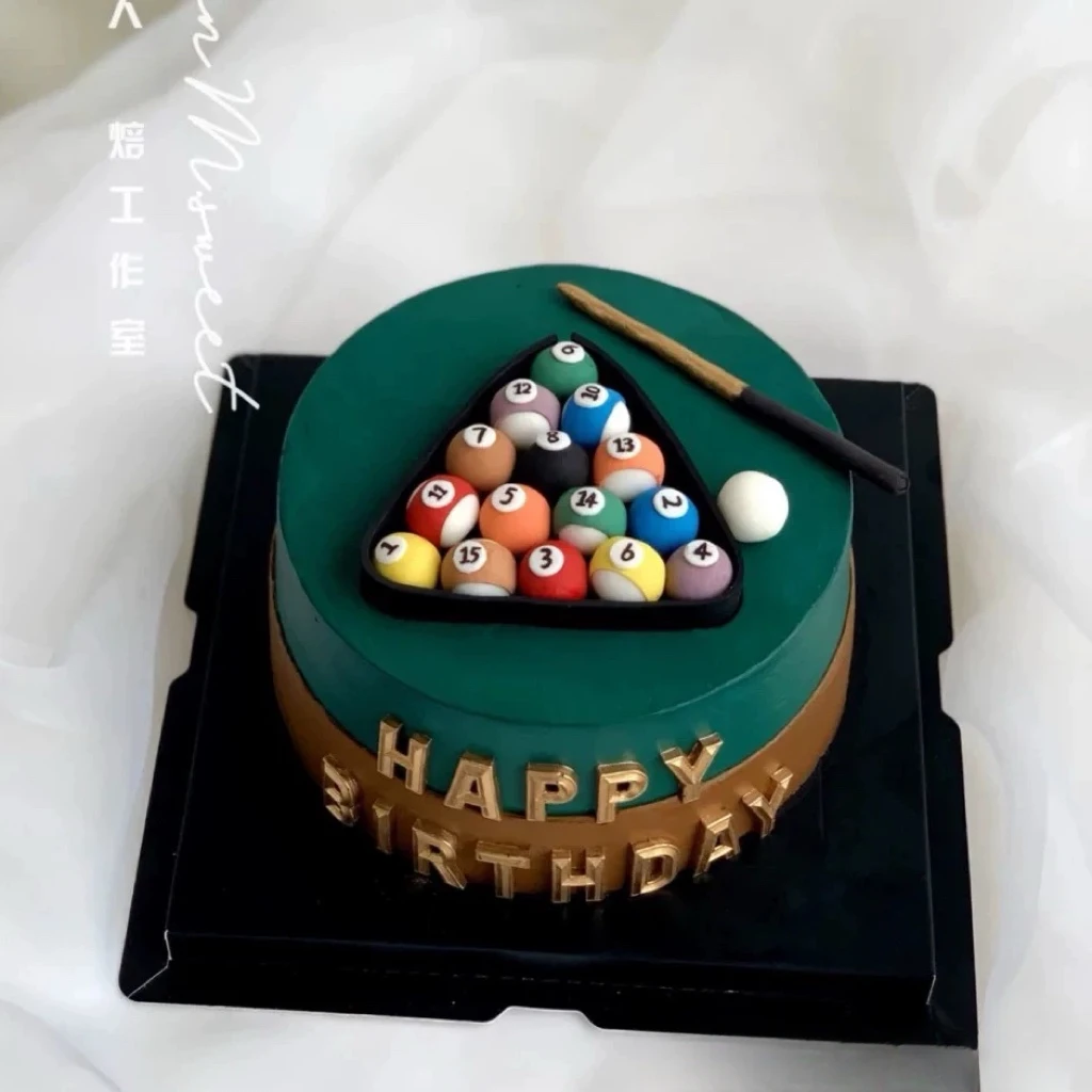 男士软陶台球桌球生日蛋糕装扮台球杆男生斯洛克烘焙摆件装饰