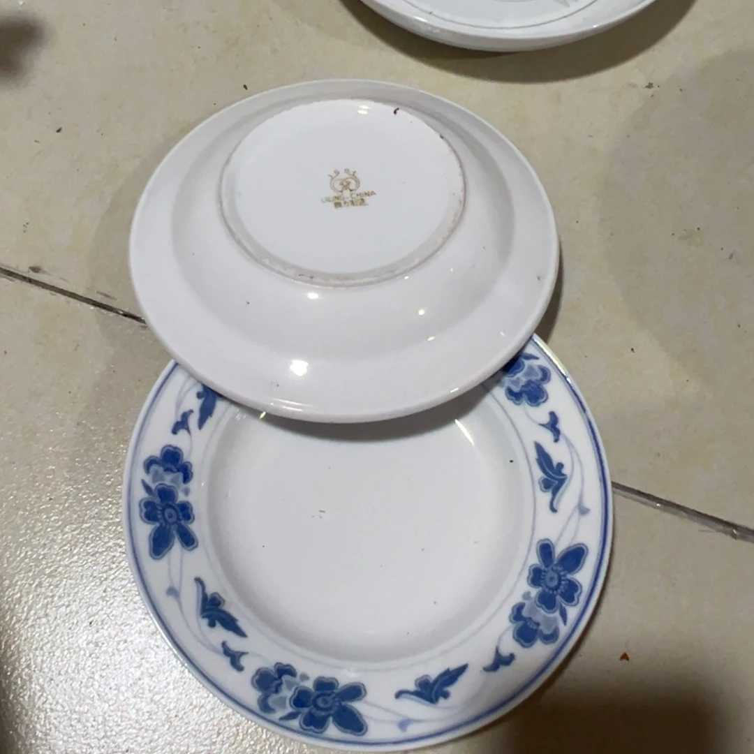 醴陵高温瓷群力18厘米折盘微瑕2个