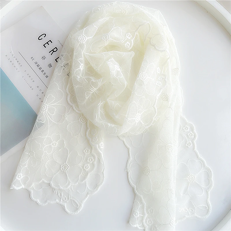 法式蕾丝围巾女士薄款丝巾文艺夏季韩版百搭春秋洋气装饰领巾纱巾