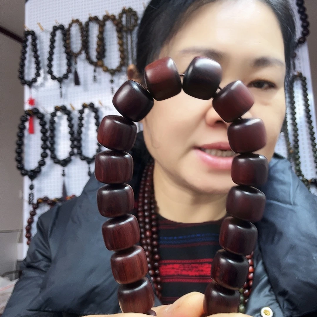 大叶紫檀（黑酸枝木类）紫檀木1.2桶珠素珠无三通