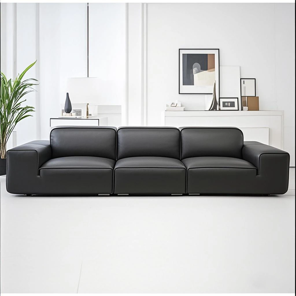 【亚岛皮行】夏图大黑牛沙发意式极简全皮直排沙发羽绒包填充可溯源