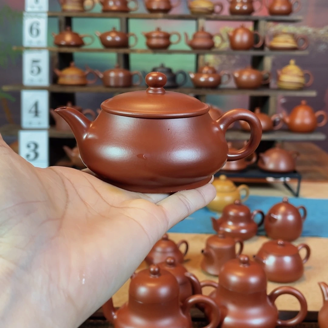 茶壶紫砂M***?潮州手工手拉朱泥明炉壶