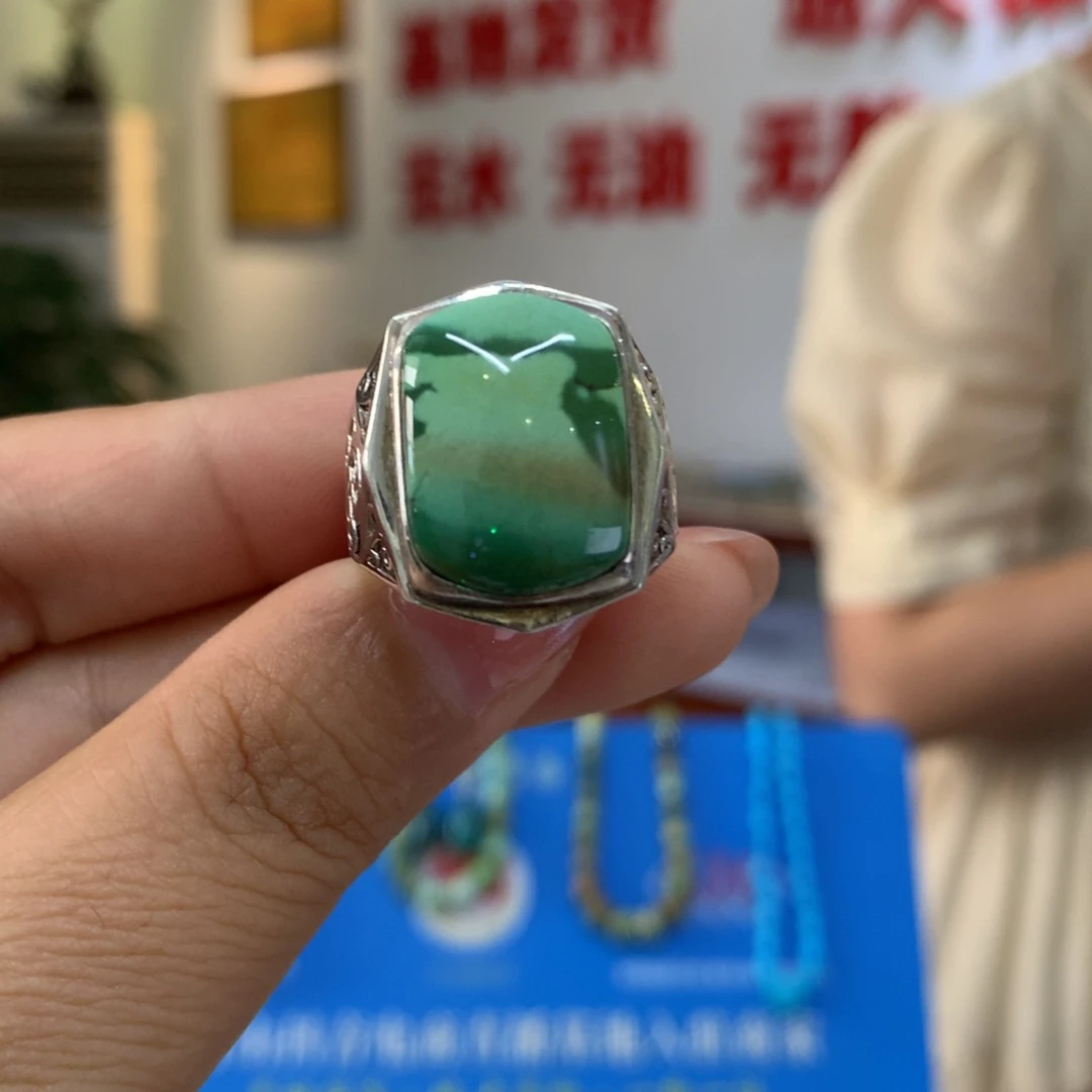 绿松石银S925镶嵌戒指