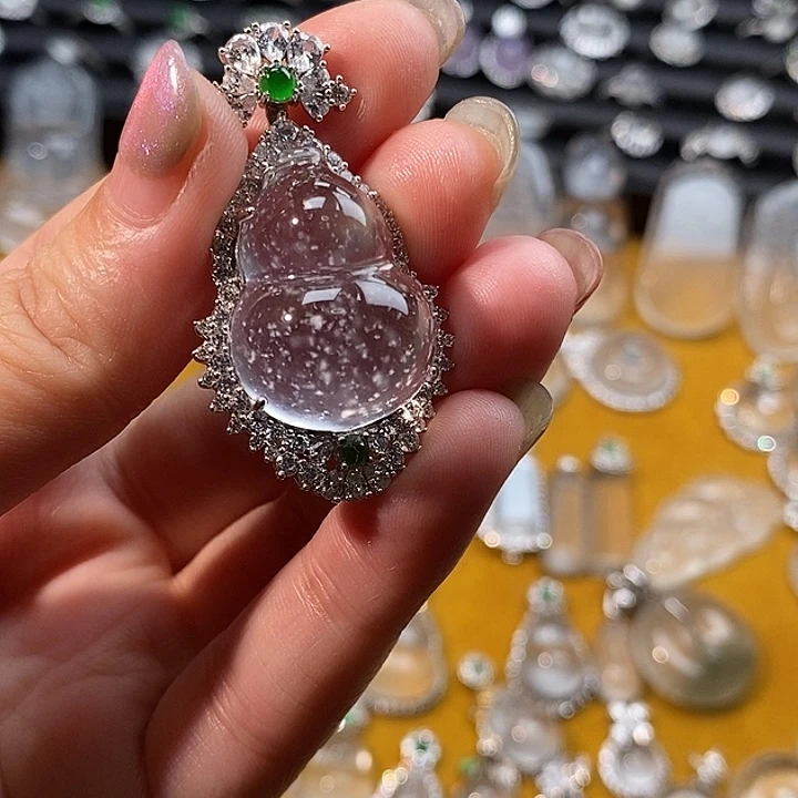 石英质玉银S925镶嵌颈饰