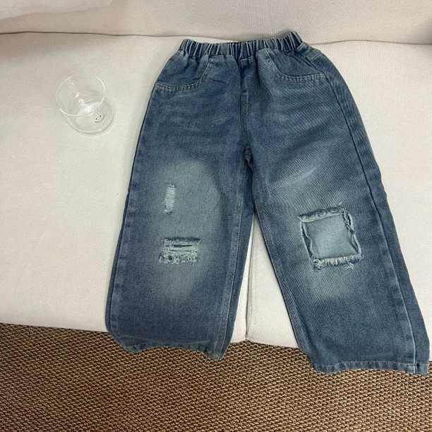 1145春夏款男女童牛仔裤破洞软牛仔