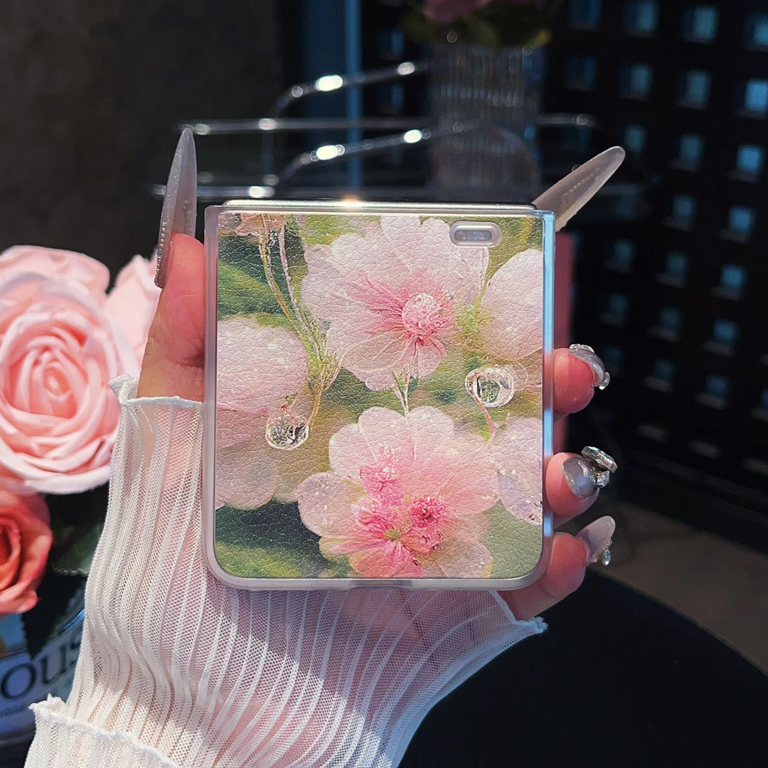 适用【荣耀MAGICVFLIP】新品花开富贵小羊皮折叠高质感防摔手机壳女