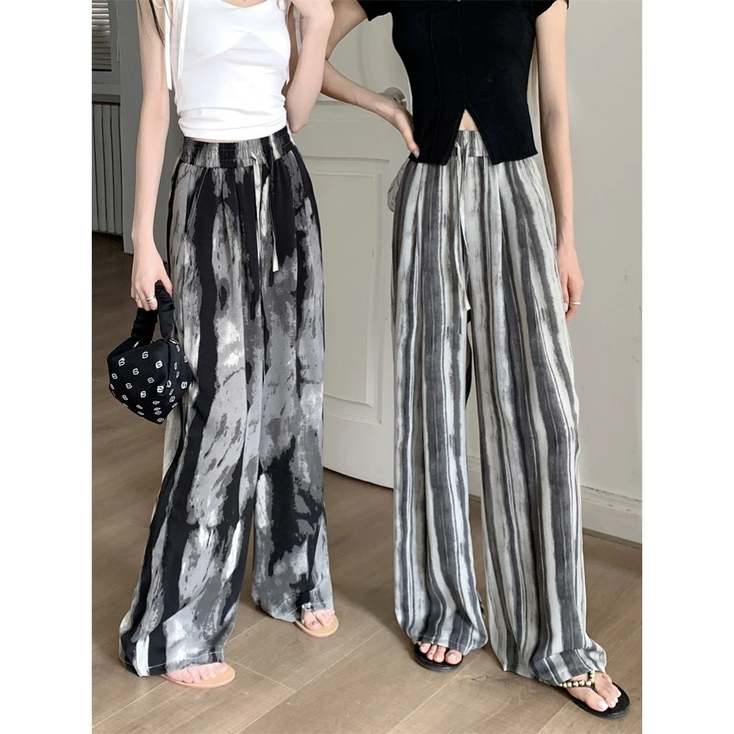 6181-大码女装胖MM夏季薄款阔腿裤高腰直筒垂感休闲裤