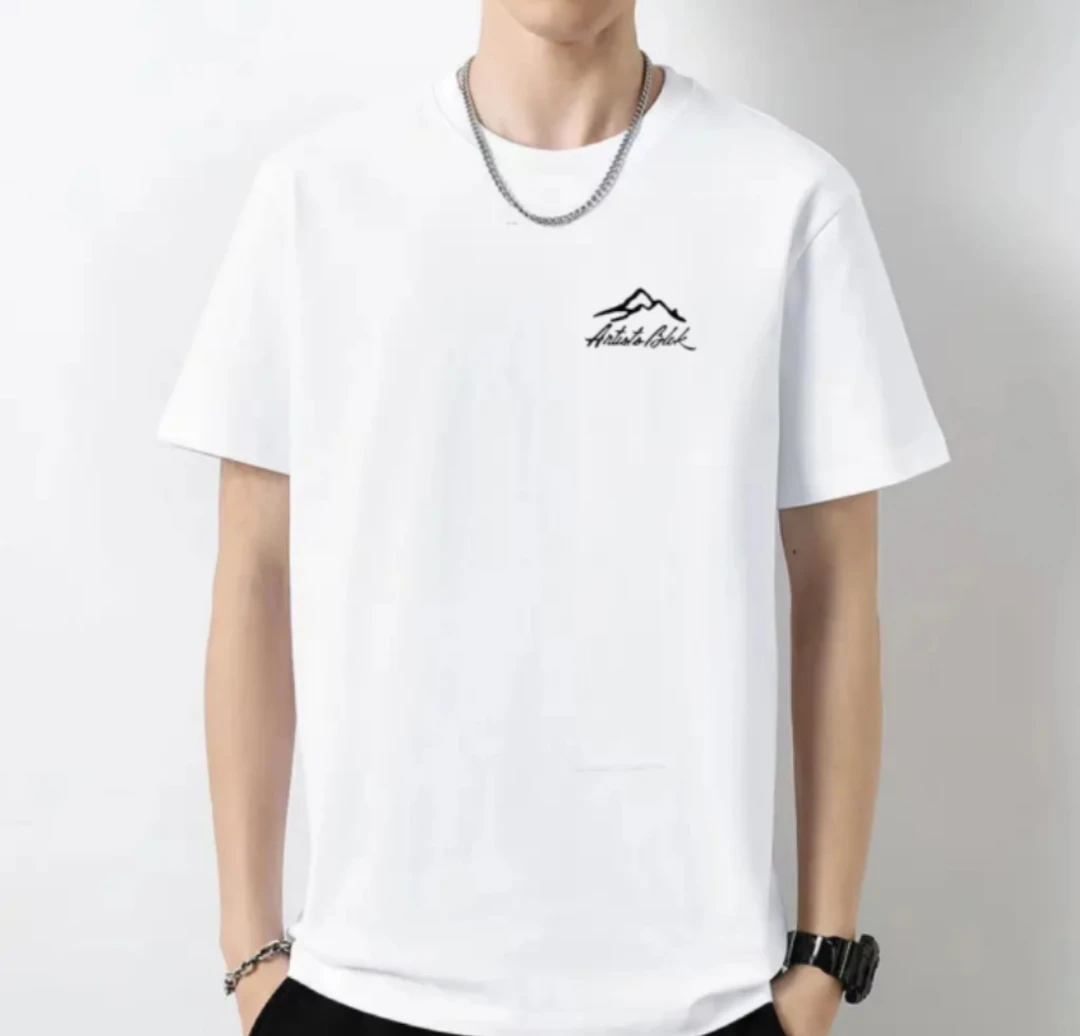 夏天时尚百搭休闲印花设计感短袖-胸标山