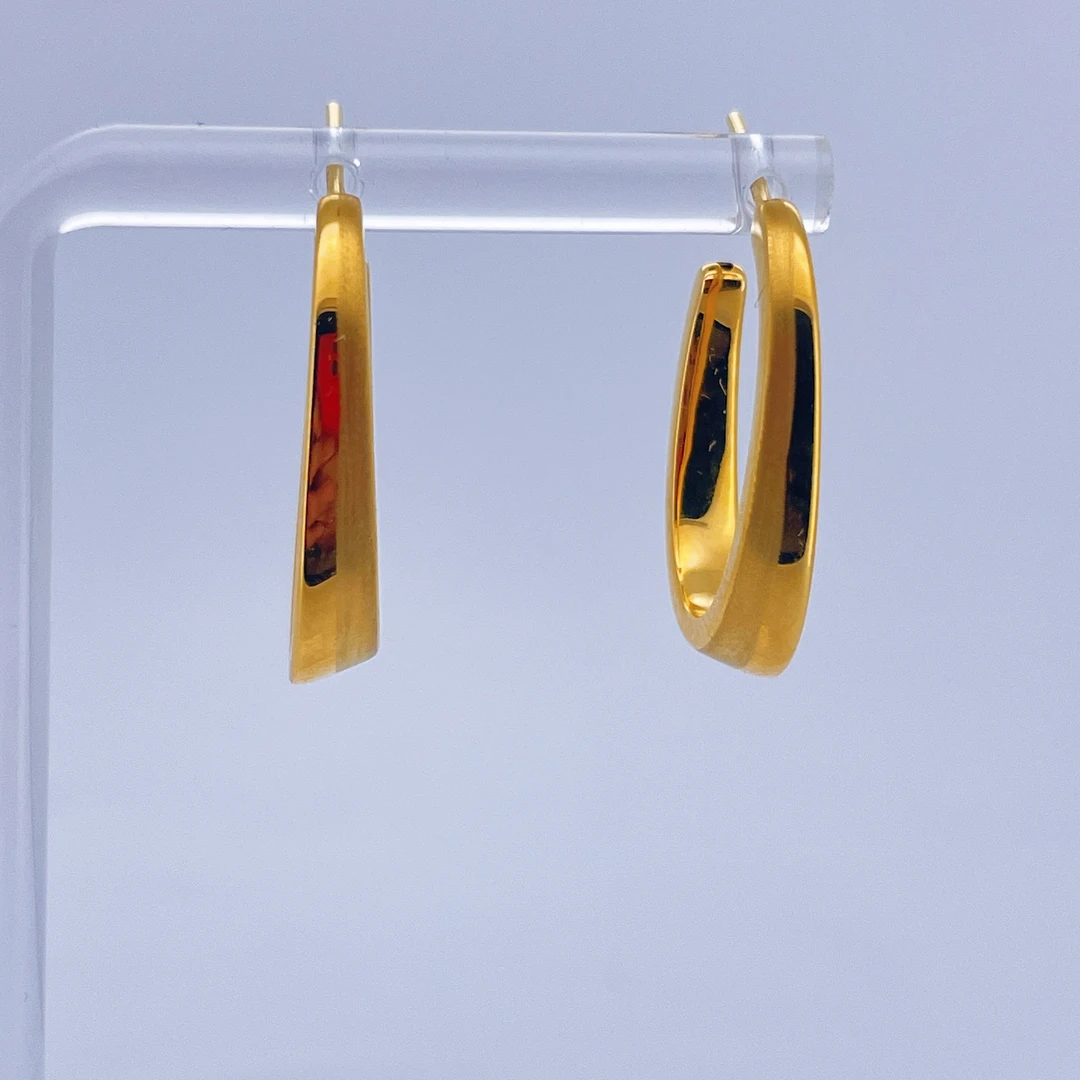 足金999黄金椭圆几何面金耳钉3.66 2411017612