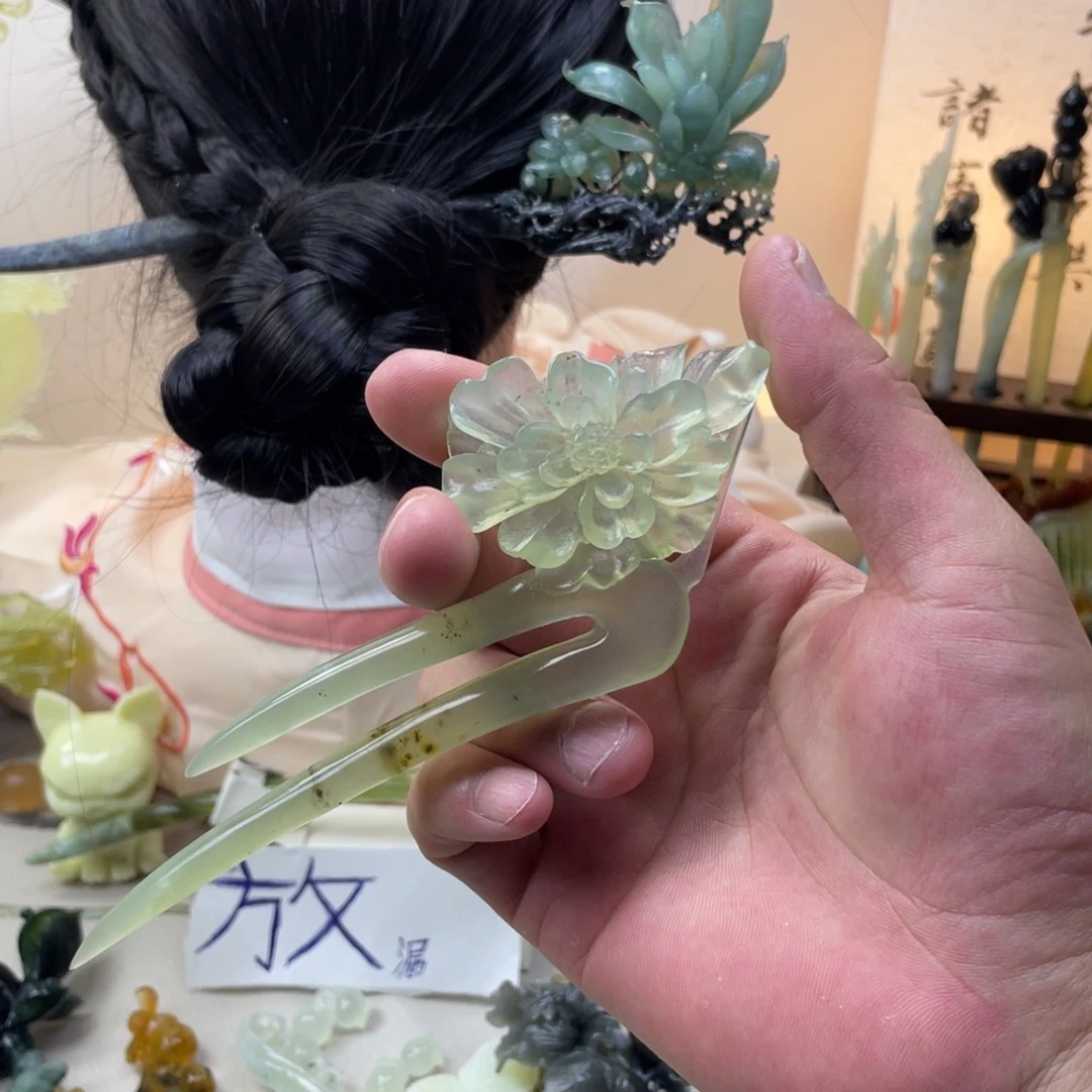 蛇纹石玉合金发饰发簪