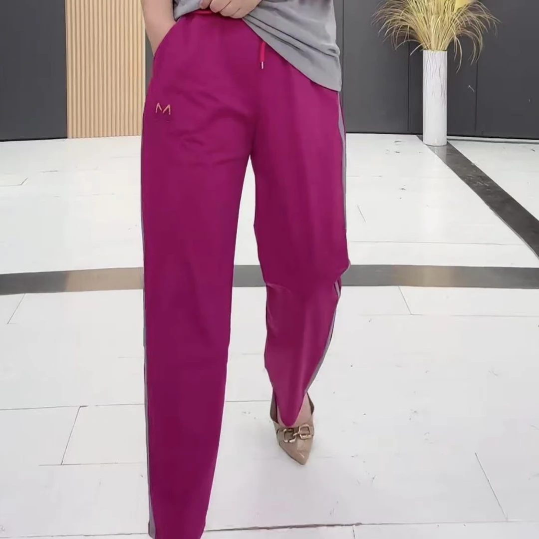 夏季百搭弹力2025薄款女款透气舒适洋气大码宽松遮肉休闲九分裤