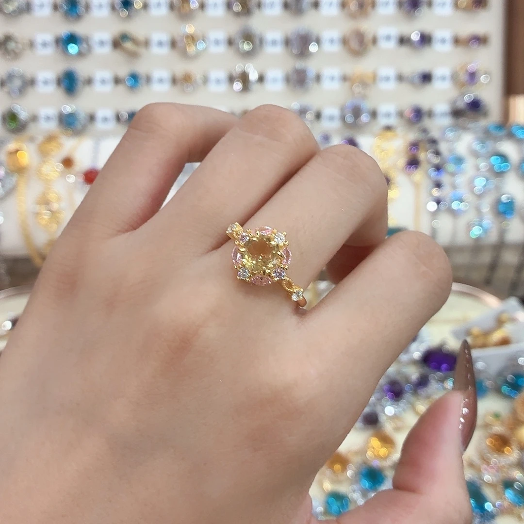 图***图银S925镶嵌黄晶戒指