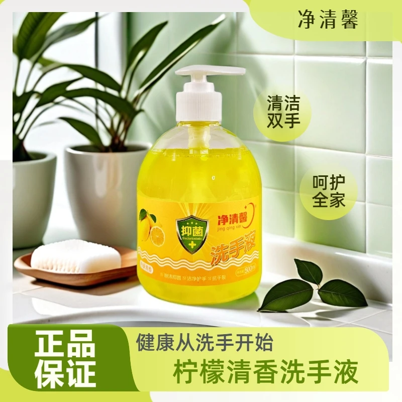 净清馨柠檬清香洗手液芬芳留香呵护全家抑菌温和不刺激大瓶装500g