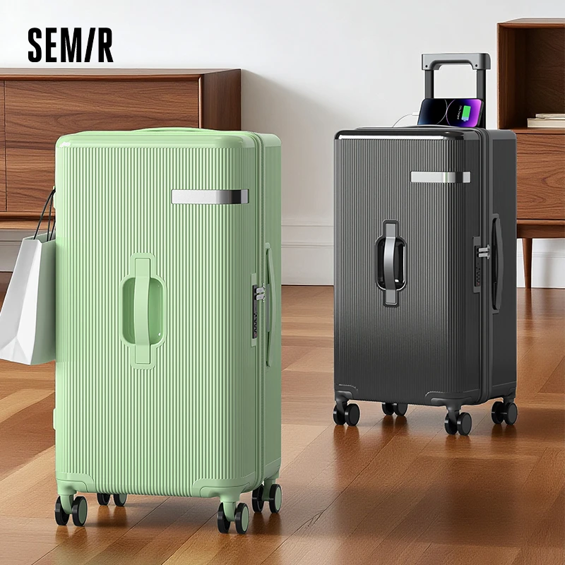 Semir/森马大容量行李箱纯PC箱体双层防爆拉链西装高定内衬旅行箱