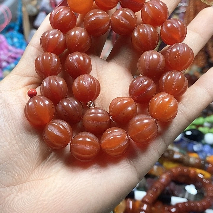 玛瑙/玉髓未镶嵌珠宝半成品南瓜珠卡13.8mm