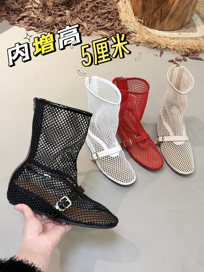 唐乐乐｜25new春夏限定气质透气凉靴内增高网靴镂空凉鞋360-1