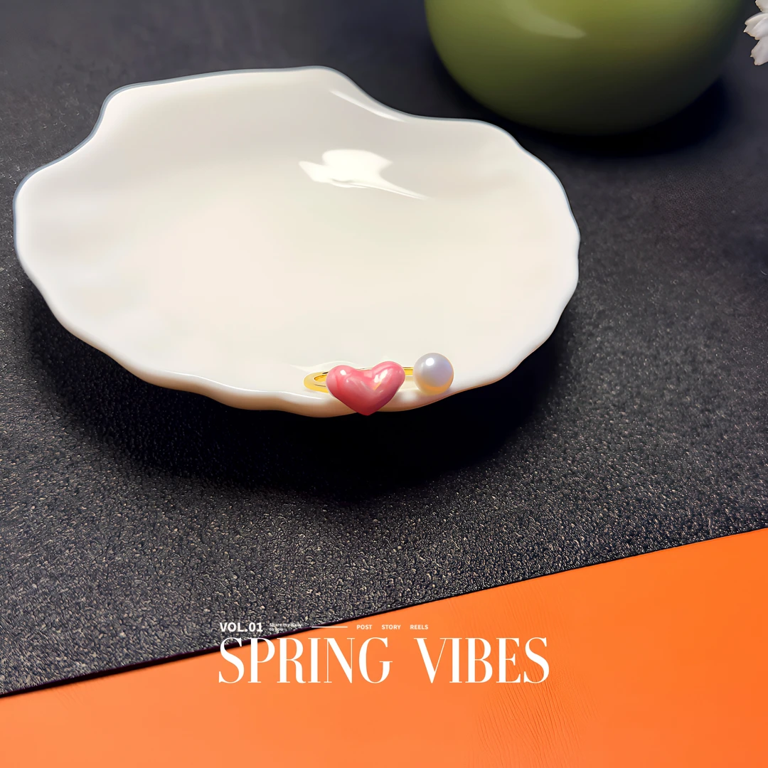 天然淡水珍珠戒指- DSN设计师款高级复古爱心戒指（3030）