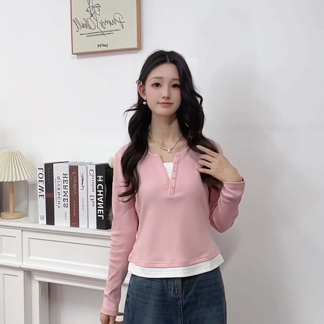 IEF/爱依服【微胖】大码女装2025秋季新款假两件设计通勤百搭上衣