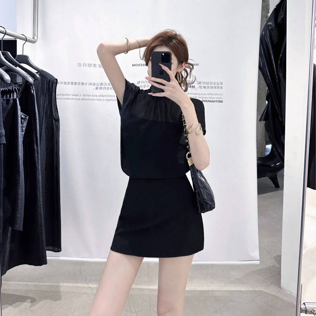 【ZACOCO】夏季气质显瘦舒适高腰时尚名媛性感时装蝙蝠袖上衣3041