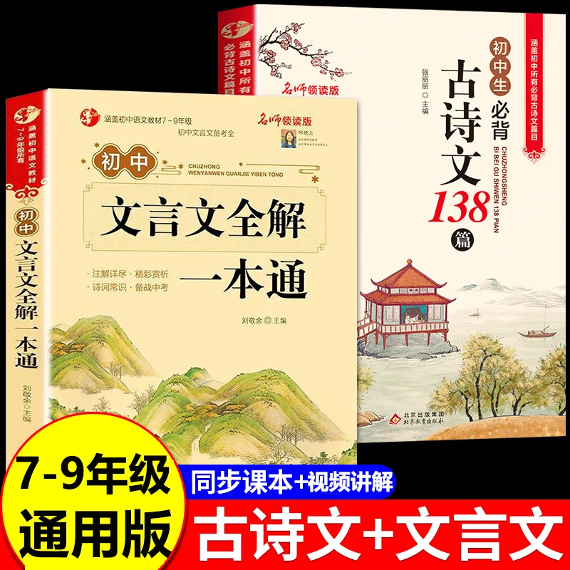 初中生必背古诗文138篇初中文言文全解一本通阅读训练译注及赏析